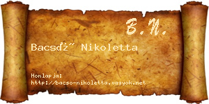 Bacsó Nikoletta névjegykártya